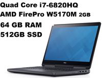 Dell Precision 7000 M7510 Mobile Workstation: Intel Quad Core i7-6820HQ | 512GB SSD | 64GB | 15.6in (1920x1080) FHD | AMD FirePro W5170 2GB Graphics | NO Webcam - Windows 10 Pro (Renewed)
