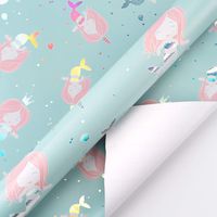 WRAPAHOLIC Gift Wrapping Paper Roll - Cute Mermaid Design with Colorful Foil for Birthday, Holiday, Baby Shower Gift Wrap - 30 inch x 16.5 feet