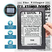 3X Large Magnifying Glass Rectangular Full-Page Hands-Free Magnifier LED Lighted Illuminated Foldable 3X Desktop Portable for Elder Kids