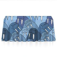 GLORY ART Waterproof Tablecloth,Walrus Cute Animal Nautical,Large Dust-Proof Vinyl Table Cloth Cover, Great for Dinner,Wedding,Patio,Parties,Holiday Dinner,Buffet Table& More(52"x70")