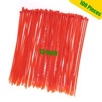 Heavy Duty Strong 12 Inch 100 Pieces Red Color Cable Zip Ties, Upgrade Durable 50 LBS Festival Decoration Fastening Ties Tools, Handheld Easy to Use Electric Cord Management Wire Zip Ties, Outdoor