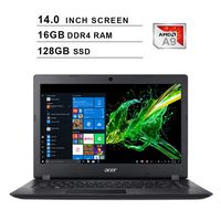 2019 Newest Acer Premium Aspire 3 14 Inch Laptop (AMD A9-9420e 1.8GHz up to 2.7GHz, 16GB DDR4 RAM, 128GB SSD, AMD Radeon R5, WiFi, Bluetooth, HDMI, Webcam, Windows 10 Home) (Black)