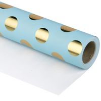 RUSPEPA Gift Wrapping Paper Roll-Gold Foil Dots Baby Blue Background Design for Wedding, Birthday, Shower, Congrats, and Holiday Gifts - 30 Inch X 32.8 Feet
