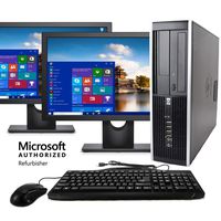 HP Elite Desktop Computer, Intel Core i5 3.2 GHz, 8 GB RAM, 500 GB HDD, Keyboard & Mouse, Wi-Fi, Dual 19" LCD Monitors (Brands Vary), DVD-ROM, Windows 10 (Renewed)