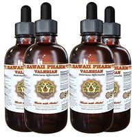Valerian Liquid Extract, Organic Valerian (Valeriana Officinalis) Dried Root Tincture, Herbal Supplement, Hawaii Pharm, Made in USA, 4x4 fl.oz