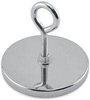 Master Magnetics RB100EB Magnetic Hook, Round Base Magnet Fastener with Eyebolt Chrome Plate, 4.90" Diameter, 4.187" Total Height, 200 Pounds, Silver