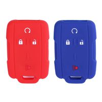 2Pcs XUHANG Sillicone key fob Skin key Cover Remote Case Protector Shell for Chevrolet Silverado Colorado GMC Sierra Yukon Cadillac smart Remote red blue