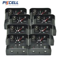1.5V D Size Battery Holder Box Container Two Wires Black Plastic (8pc)