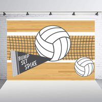 HUAYI 7x5ft Volleyball Birthday Party Baby Shower Photo Booth Backdrop Bump Set Spike Volleyball Sports Themed Varsity Reunion School Carnival Party Event Decorations Banner Photo Background w-2229