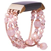 Dsytom Jewelry Bands Compatible for Fit Bit Charge 3 /Charge 3 SE Band Women Men Small Large, Jewelry Replacement Band Wrist Accessories Straps with Rhinestone for Charge 3 (Pink Pearl)