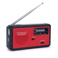 Tiemahun NOAA Weather Alert Radio Solar Emergency Radios WB/FM/AM, Hand Crank Windup 1000mAh Mobile Phone Charger LED Flashlight (Red)