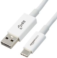 AmazonBasics USB Type-C to USB-A Male 3.1 Gen2 Cable - 3 Feet  (0.9 Meters) - White, 5-Pack