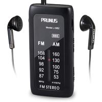 PRUNUS J-982 Mini Portable FM/AM Pocket Radio with Headphones, Personal Stereo Transistor Radio with Enhanced Bass, Operated by AAA Batteries for Walking,Jogging and Camping(Black)