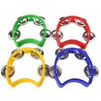 MOTZU 4 Pack Plastic Musical Percussion Tambourines, Dual Alloy Recording Combo Tambourine, Cutaway Half Blossom with 4 Bells Comfortable Teaching Toys for Kids, Adults, Multicolour