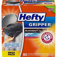 Hefty Gripper Tall Kitchen Blackout Trash Bags, Clean Burst, 13 Gallon, 80 Count
