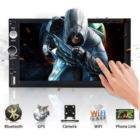 Double Din Car Stereo-Car GPS Navigation Radio 7 Inch Touch Screen Car Audio Android Car Multimedia Player Support Bluetooth WiFi USB FM + Rear Camera