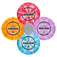 Dynamic Discs Four Disc Prime Burst Disc Golf Starter Set | Trespass Distance Driver | Escape Fairway Driver | Truth Midrange Disc | Judge Disc Golf Putter | Colors Will Vary