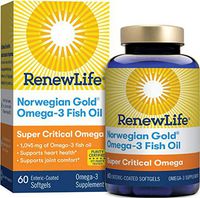 Renew Life Norwegian Gold Omega-3 Fish Oil, Super Critical Omega, 60 Softgels (Package May Vary)