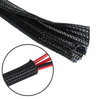 25 Feet - 1/2 inch Cord Protector Split Wire Loom Braided Cable Sleeve, Management and Organizer, Protectors for Television, Audio, Computer Cables, Prevent Pet From Chewing Cords - Black