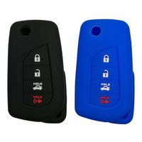 Coolbestda 2Pcs Silicone Folding Key Fob Skin Cover Protector Keyless Jacket Remote Holder for Toyota Camry 4-Runner RAV4 Highlander Yaris HYQ12BFB