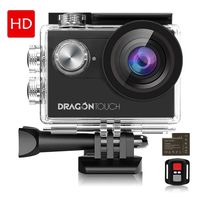 Dragon Touch 4K EIS Action Camera 16MP Vision 4 Support External Mic Underwater Camera Remote Control WiFi Sports Camera with 2 Batteries and Mounting Accessories Kit