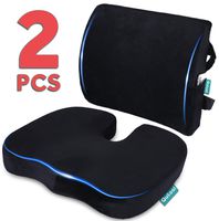 Seat Cushion Coccyx Orthopedic Memory Foam and Lumbar Support Pillow for Office Chair and Car Chair Cushion for Low Back Support, Tailbone Pain, Sciatica Relief Black Qutool