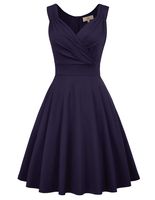 GRACE KARIN Women's Retro V-Neck Wedding Dress Guest Size 2XL Navy Blue CL698-3