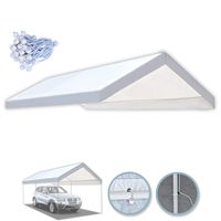 BenefitUSA 10'x20' Carport Replacement Canopy Garage Top Tarp Shelter Cover w Ball Bungees (Cover Only) (with Edge)