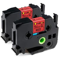 Compatible TZe Red Tape, Brother TZe Tape 18mm 0.7" Black on Red TZe-441 TZ-441 for Brother P-Touch PT-D400 PT-D600 PT-2730 PT-1830, 3/4" x 26.2 ft Label Maker Tape, 2-Pack.