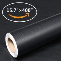 Home Dr Black Wood Self Adhesive Paper Decorative Self-Adhesive Film for Furniture Adhesive Paper Vinyl Film Authentic Wood Look, Durable, Thickening Waterproof Countertop Cabinet 15.7" X 400"