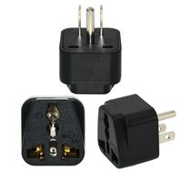 US Adapter,EU UK AU to USA Plug Adaptor 3 Prong Grounded America Wall Plug-Type B(3, Black)