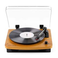 Record Player Belt Driven Portable Vintage Vinyl Turntable 3-Speed Supporting Vinyl to MP3 Converter - Natural Wood (T202-M)