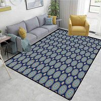 Plants Area Rug Slip Pad, Big and Small Flowers Artistic Mystical Chinese Spiritual Design Elements Retro, Durable Rugs - Living, Dinning, Office, Rooms & Bedrrom, Hallway Carpet(4'x 6')