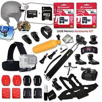 Xtech 32GB Memory Accessory KIT for GoPro Hero4 Session, Hero4 Hero 4, Hero 3, Hero 3+ Hero 2 Hero2 and All GOPRO Hero Cameras Includes: 32GB Memory + Case + Monopod + Head Strap + More