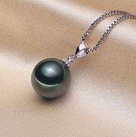 Master--- S925silver Black Tahitian Pearl Pendant Necklace for Women