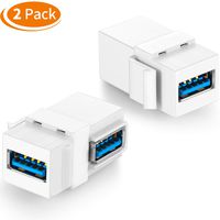 URWOOW USB 3.0 Keystone Jack Insert Coupler Adapter 90 Degree Right Angled Female to Female Snap-in Connector Converter Socket Port for Wall Plate (2 Pack)