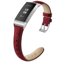 NAHAI Bands Compatible with Fitbit Charge 3 / Charge 3 SE, Slim Narrow Breathable Canvas Fabric Replacement Bands Thin Sport Strap Accessories for Fitbit Charge 3, Women Men, Small, Red