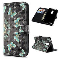 LG K10 2018 Case, LG K30 Case, LG Premier Pro LTE Case, LG K10 Alpha Case, 3D Shockproof Painting Slim PU Leather Case Magnetic Kickstand Cover Credit Card Pockets Protective Skin Golden Butterfly