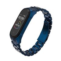 MIJOBS Replacement Strap Compatible with Xiaomi Mi Band 4, Stainless Steel Replacement Band Metal Bracelet Wristband Accessories for Xiaom Mi Band 3 Strap (Blue)