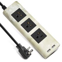 Desktop Power Strip with USB - JACKYLED 10ft Flat Plug Surge Protector 3 Outlets Portable Electrical Power Outlet Extender Fire-Retardant USB Charging Station for Travel Home Office - Green Marble