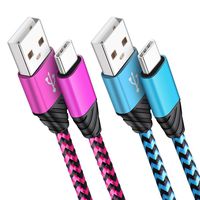 Cell Phone USB Type C Cable, Amtobo 2 Pack 6ft Long Nylon Braided Charger C Cord, High-Speed Syncing Charging Cable Compatible for Samsung Galaxy S8 S9 8S 9S, LG G6 G5 V20 G7 ThinQ, Nintendo Switch