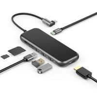 MacBook Pro USB C Hub Adapter, Baseus 7-in-1 Type C Adapter with 4K HDMI, 60W PD, SD/TF Card Reader, 3 USB 3.0, Samsung DeX for Galaxy S10/S9/S8/Note 9/8, for MacBook/MacBook Pro/Air 2018,XPS and More