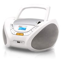 Lauson Boombox With Cd Player Mp3 | Portable Radio CD-Player Stereo with USB | USB & MP3 Player | Headphone Jack (3.5mm) CP543 (White)