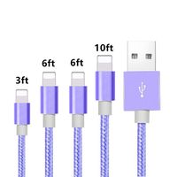 Beskson Charger Cable for Phone, Charger Cord 4Pack Nylon Braided Charging Cord Compatible Phone xs/xsmax/xr/8/8plus/7/7plus/6/6plus pad pod & More - Purple（3/6/610FT）