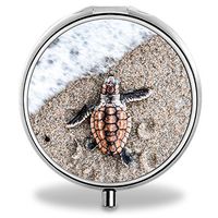 IMLONE Pill Organizer, Customized Turtle Pill Boxes with 3 Components and Mirror for Travelling and Daily Needs