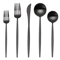Matte Black Silverware Set,SHARECOOK 5-Piece Stainless Steel Satin Finish Flatware Set,Kitchen Utensil Set,Tableware Cutlery Set for Home and Restaurant, Dishwasher Safe...