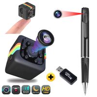 HD 1080P Hidden Spy Pen Camera 2.5 Hours Video Taking Battery Life + Mini Spy Camera Wireless with Night Vision and Motion Detection Nanny Cam Hidden Camera for Cars