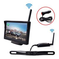Digital Wireless Backup System for Car 5" Monitor Wireless + Plate Mount Camera (180° Viewing Angle 8 LED Multi-Function Switch Button) Transmission Distance 300ft for Truck RV Camper Vans Trailer