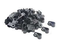 Lheng 200Pcs Black Nylon Screw Mounting R Type 6.4mm/0.25Inch Cable Clamp Fastener Plastic Wires Cord Clip Fixer Holder