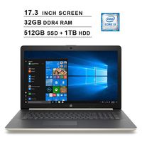 2019 Newest HP Pavilion 17.3 Inch HD Laptop (8th Gen Inter Core i3-8130U up to 3.4GHz, 32GB DDR4 RAM, 512GB SSD (Boot) + 1TB HDD, Intel UHD Graphics 620, WiFi, Bluetooth, HDMI, Windows 10, Gold)